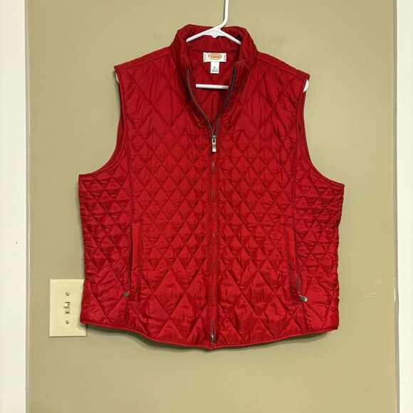 Talbots Women's Red Quilted Full Zip Puffer Vest with Pockets Extra Large XL - Picture 1 of 11